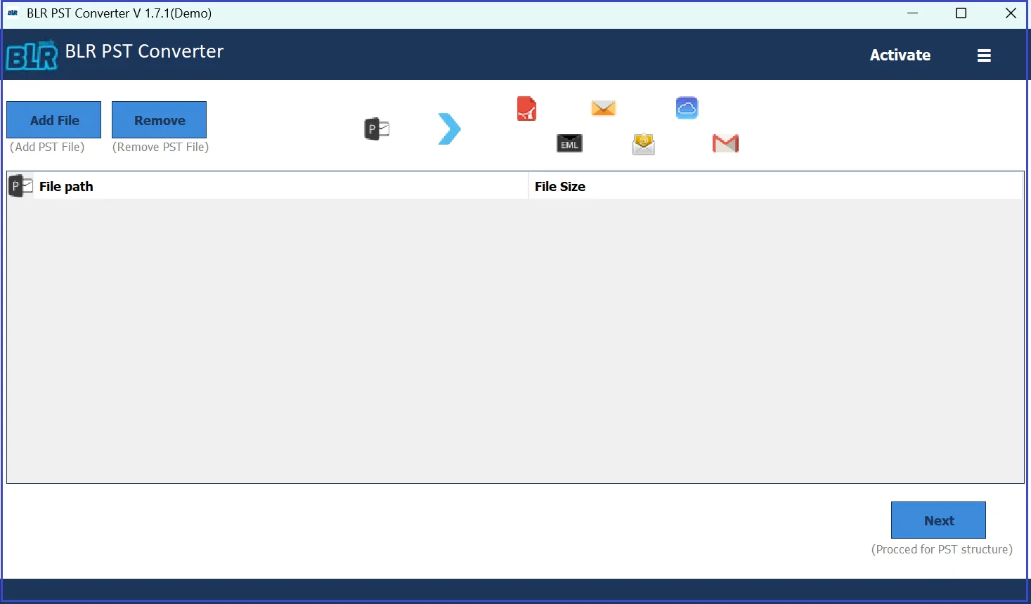 welcome screen pst converter