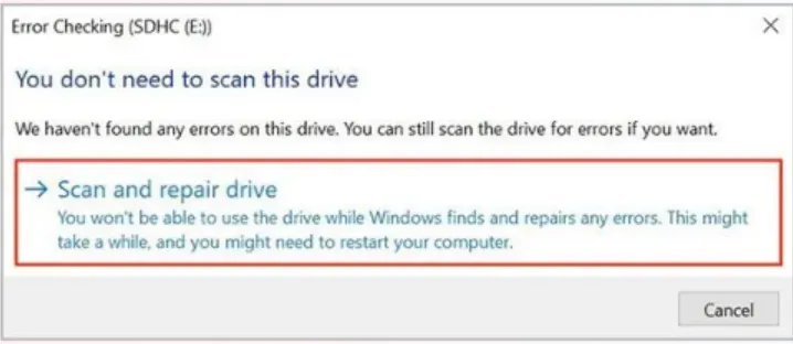 scan drive and repair