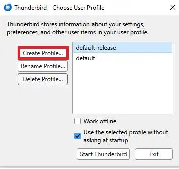 create thunderbird profile