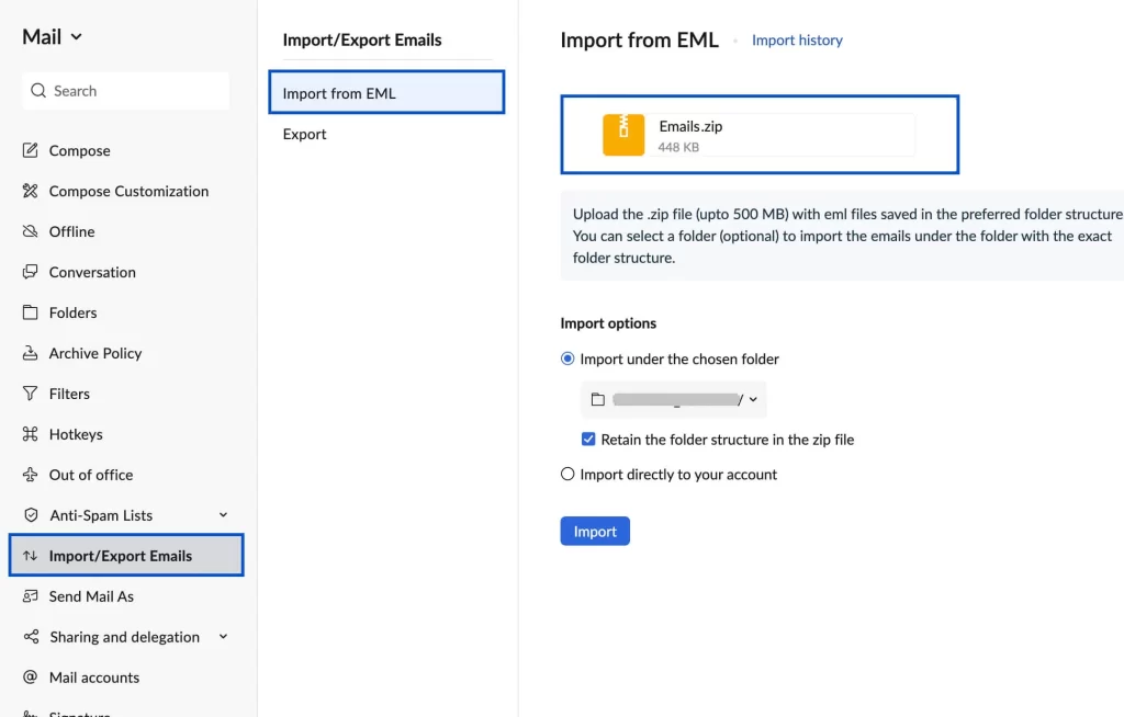 import-eml-zoho-mail