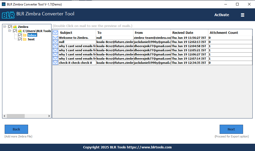 Choose the email folders you wantto migrate