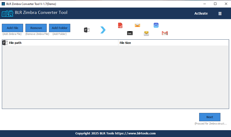 Run the tool and add Zimbra TGZ file