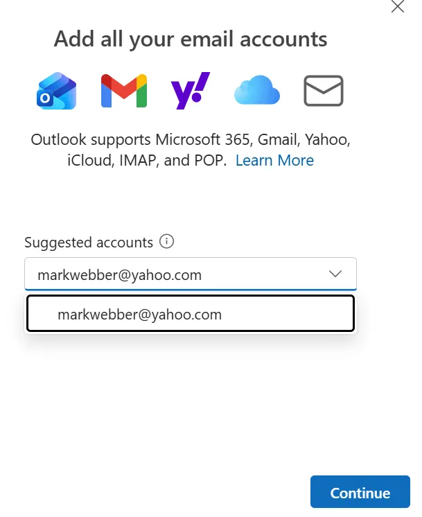 add yahoo mail