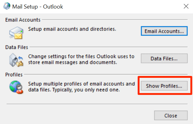 create new outlook profile
