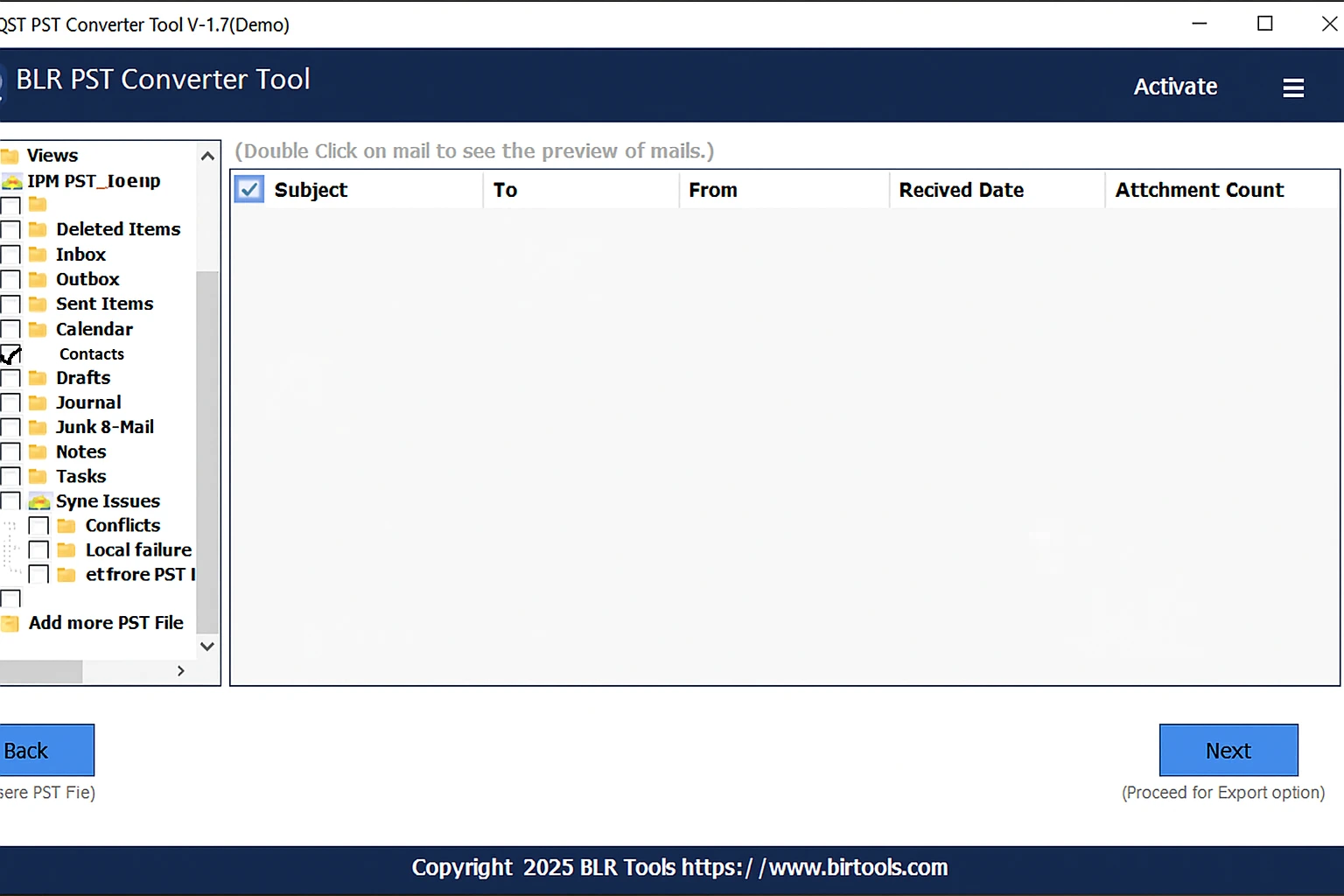 Extract pst contacts