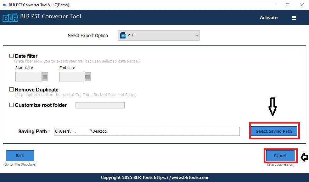 PST file to RTF format