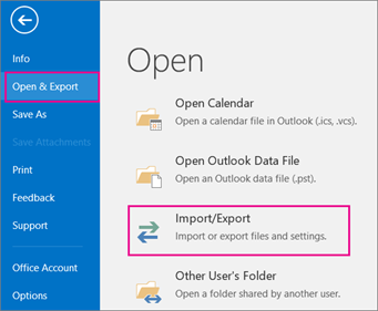 Import exported file to Outlook