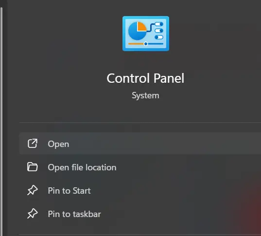 open-control-panel