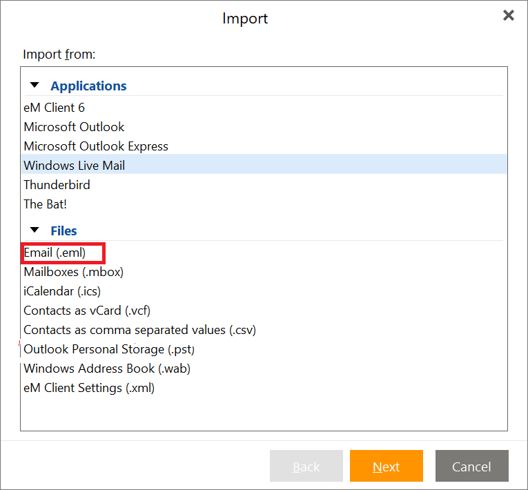 upload OST to eM Client