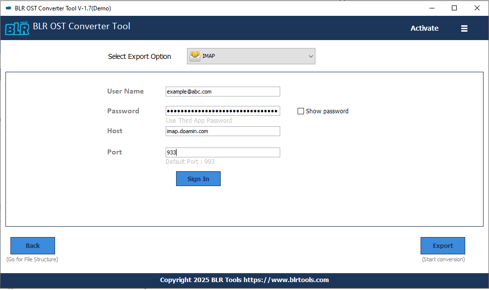 Import OST Emails to IMAP Server