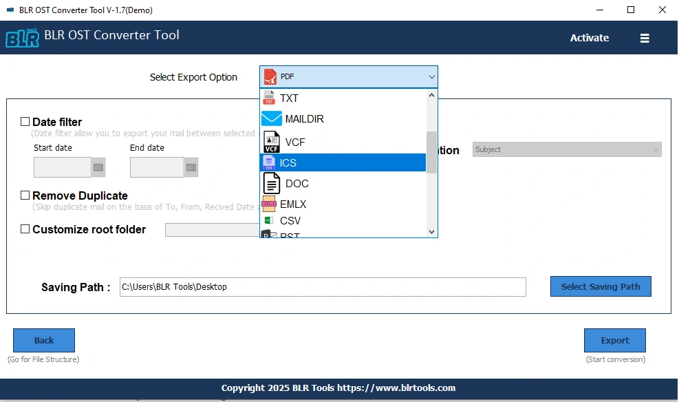 export calendar from ost file
