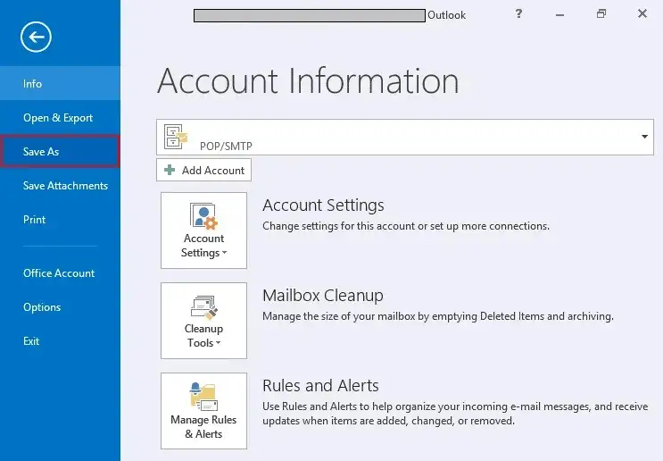 select save as option