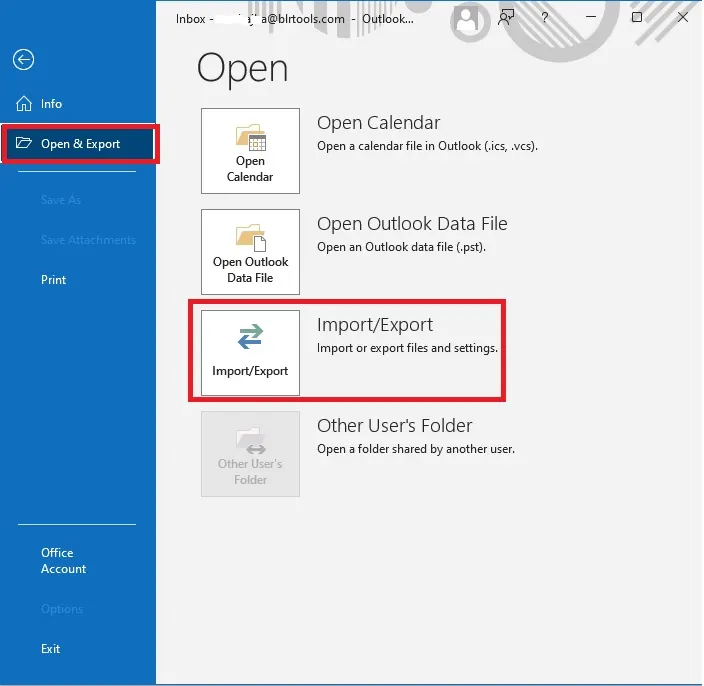 Select the email folders