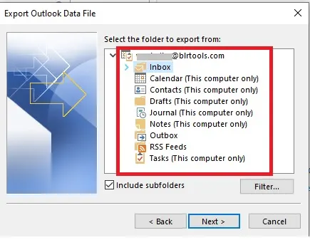 select email folders