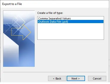 export data file