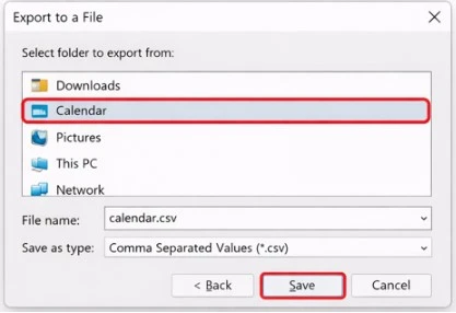 select calender to save