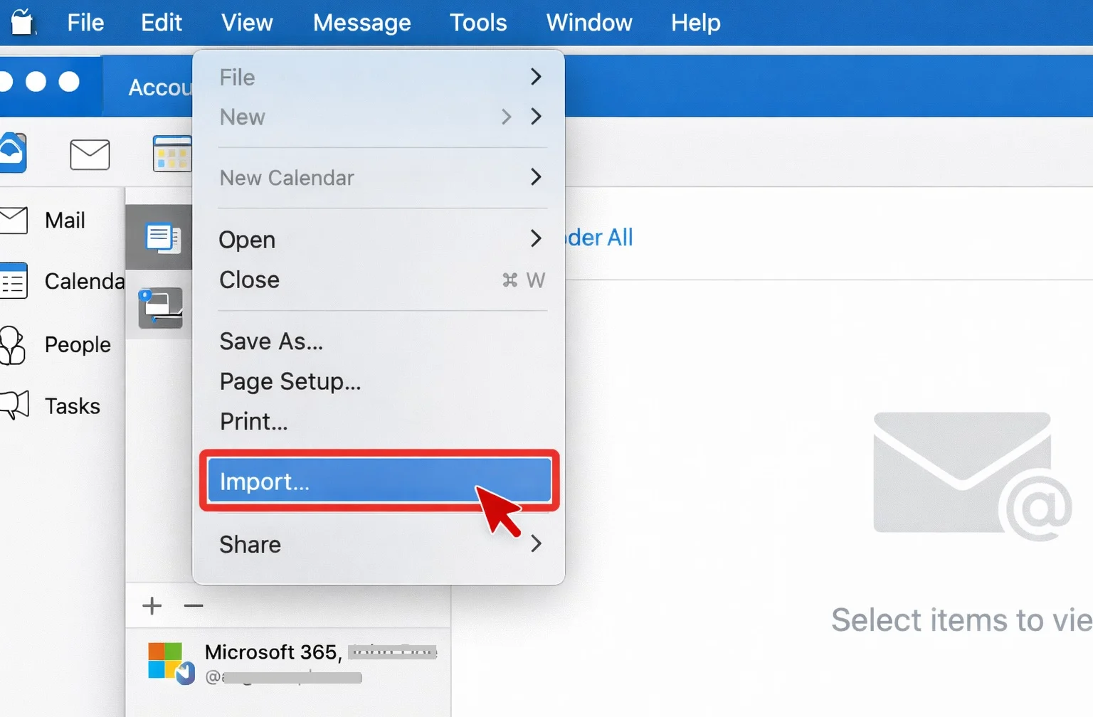 import olm to office 365