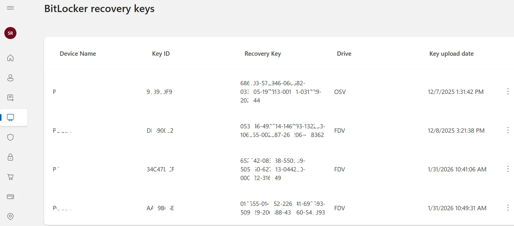bitlocker recovery keys and ids