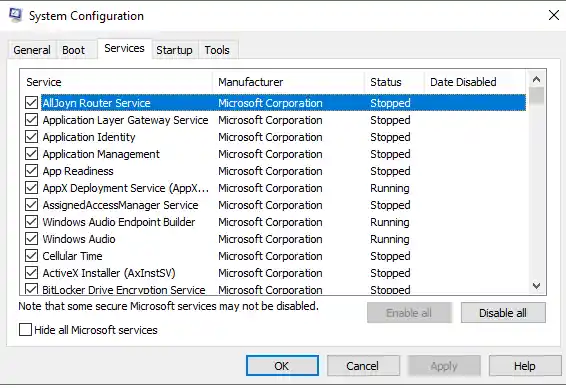 system configuration